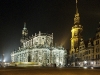 Hofkirche und Stadtschloss von Dresden bei Nacht, Sachsen, Deutschland