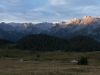 Sonnenaufgang über der Gotzenalm im Nationalpark Berchtesgaden, Bayern, Deutschland