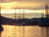 Hafen von Bergen mit Grossseglern während des Cutty Sark Tall Ship Races 1993 in Bergen, Norwegen