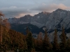 Abendsonne auf der Gleiersch-Halltall-Kette, Pleisenhütte, Karwendel, Tirol Österreich
