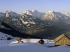 Sonnenaufgang über dem Walensee und den Bergen des Glarnerlands, Amden, Kanton St. Gallen, Schweiz