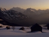 Sonnenuntergang über dem Walensee und den Bergen des Glarnerlands, Amden, Kanton St. Gallen, Schweiz