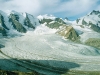 Panorama von Piz Palü und Bernina von der Diavolezzahütte, Engadin, Graubünden, Schweiz