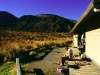 Kletterer an der Mangetepopo-Hütte, Tongariro Nationalpark, Neuseeland