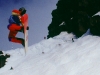 Snowboarder im Whakapapa-Skigebiet am Ruapehu, Tongariro Nationalpark, Nordinsel Neuseeland