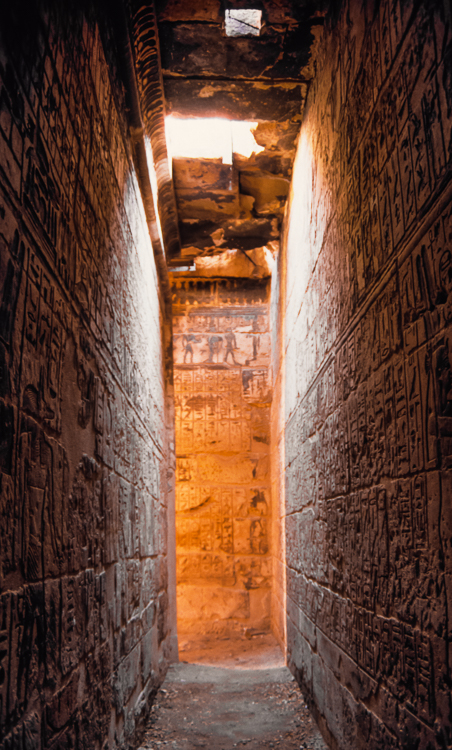 Tempelgang mit Zeichnungen im Ramesseum, Ägypten