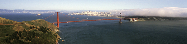 Golden Gate Bridge, Bay Area und Downtown San Francisco, Kalifornien, USA