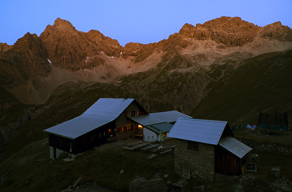 Sonnenaufgang am Württemberger Haus, Lechtaler Alpen, Tirol, Österreich