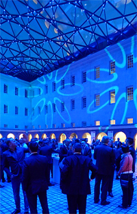 Das sternenfunkelnde Glasdach Innenhof des Schffahrtsmuseum von Amsterdam, Niederlande