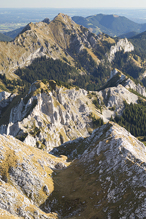 Ammergauer Alpen vom Gipfel der Hochplatte, Bayern, Deutschland
