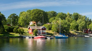 Schwedenhäuser in Vagnsunda auf Yxlan, Archipelago, Schweden.