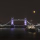 Vollmond über der Tower Bridge und der Themse, London, Grossbritannien