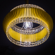 Gelbe Deckenlampe aus Kunststoff im Stil der 1950-er Jahre im Café Vollpension in Wien