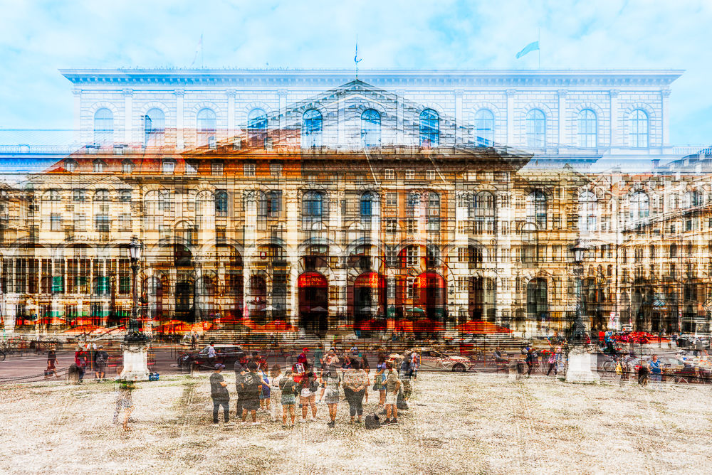 Collage der Gebäude rund um den Max-Joseph-Platz in München Collage der Gebäude am Max-Joseph-Platz in München
